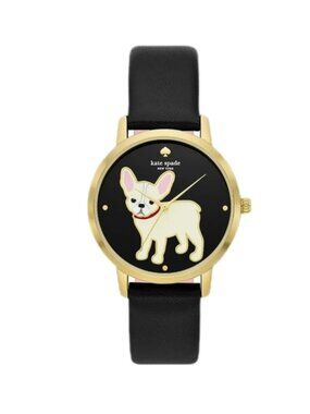 Kate Spade Black Gold Dog Motif Watch